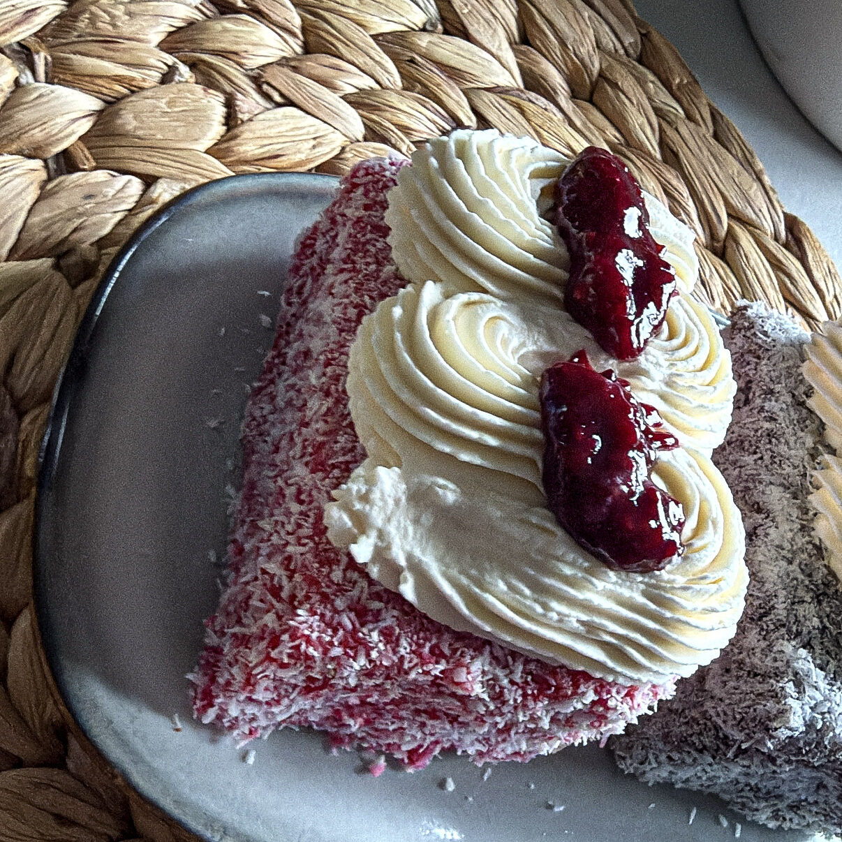 Lamington Cake Recipe with Raspberry and Chocolate Dip lamington