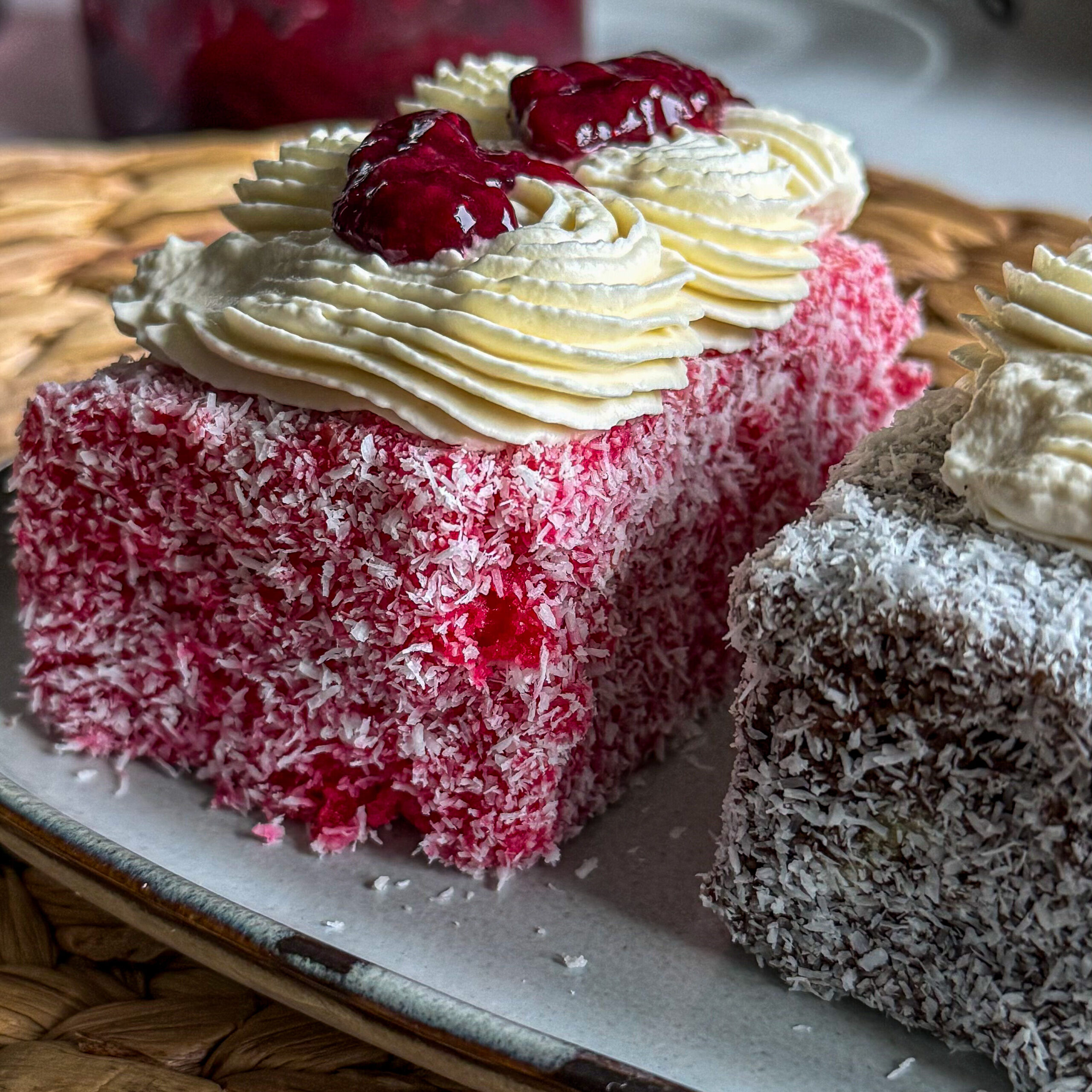 Lamington Cake Recipe with Raspberry and Chocolate Dip 2 berry bliss cream lamingtons (fruit jam & chocolate coated flavour)