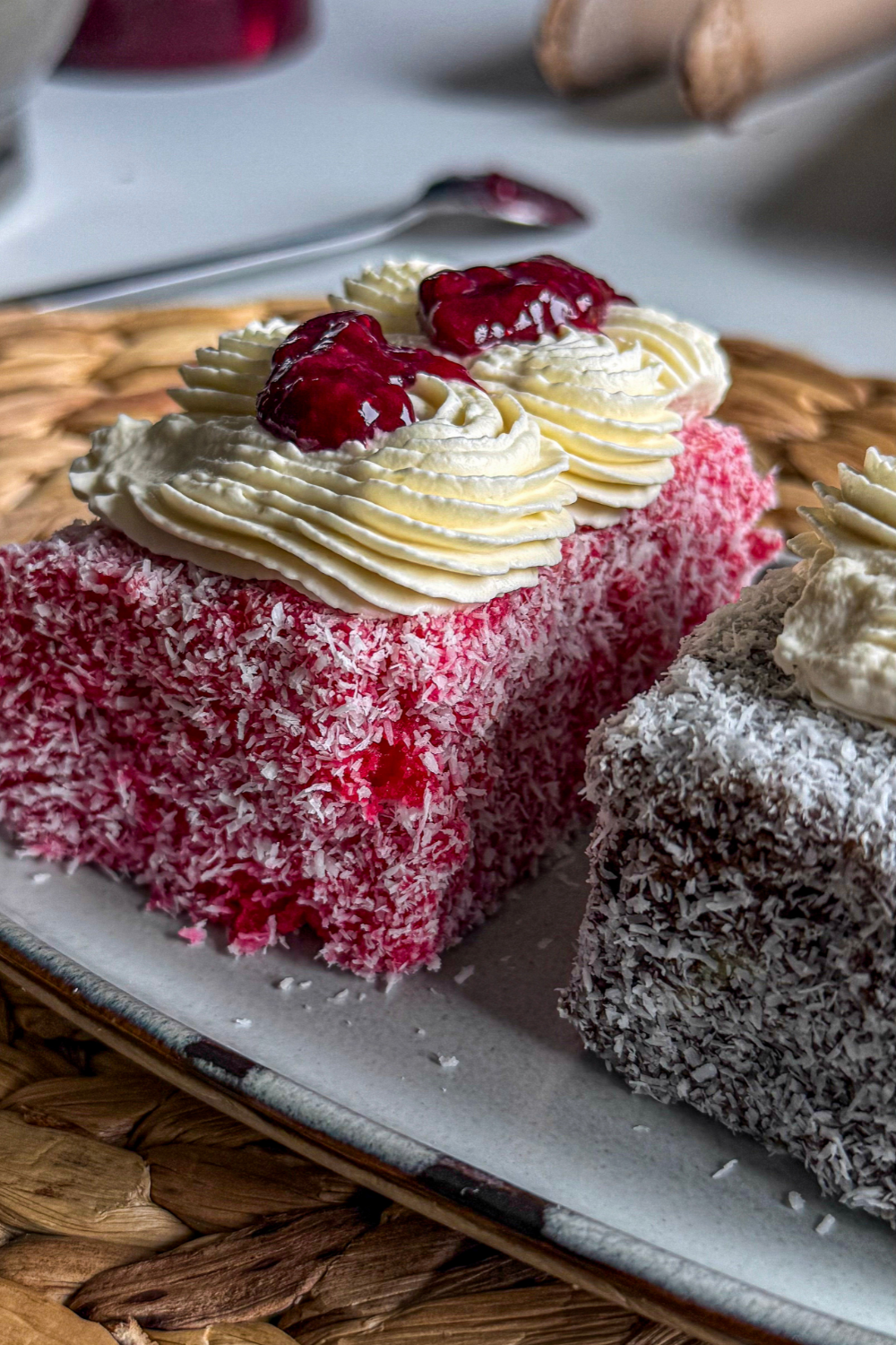 Lamington Cake Recipe with Raspberry and Chocolate Dip lamingtons cake