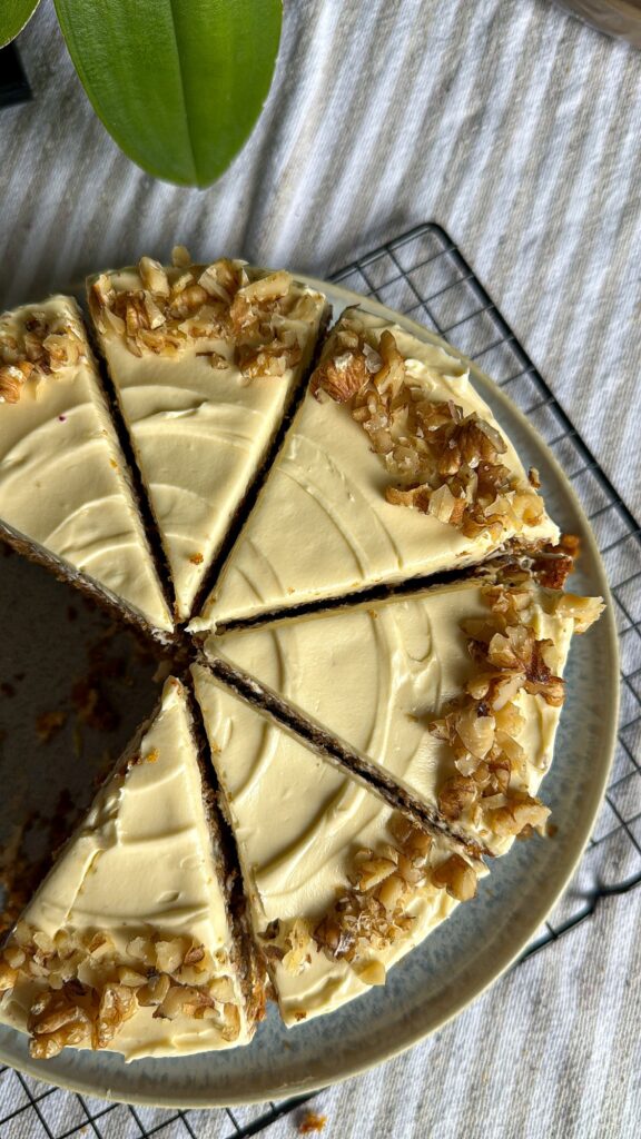 Carrot Cake with Cream Cheese Frosting (Soft, and Moist) sliced carrot cake